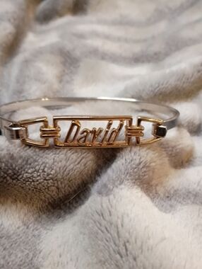 Personalized 'David' Two-Tone Name Cuff Bracelet - Men Accessories Jewelry